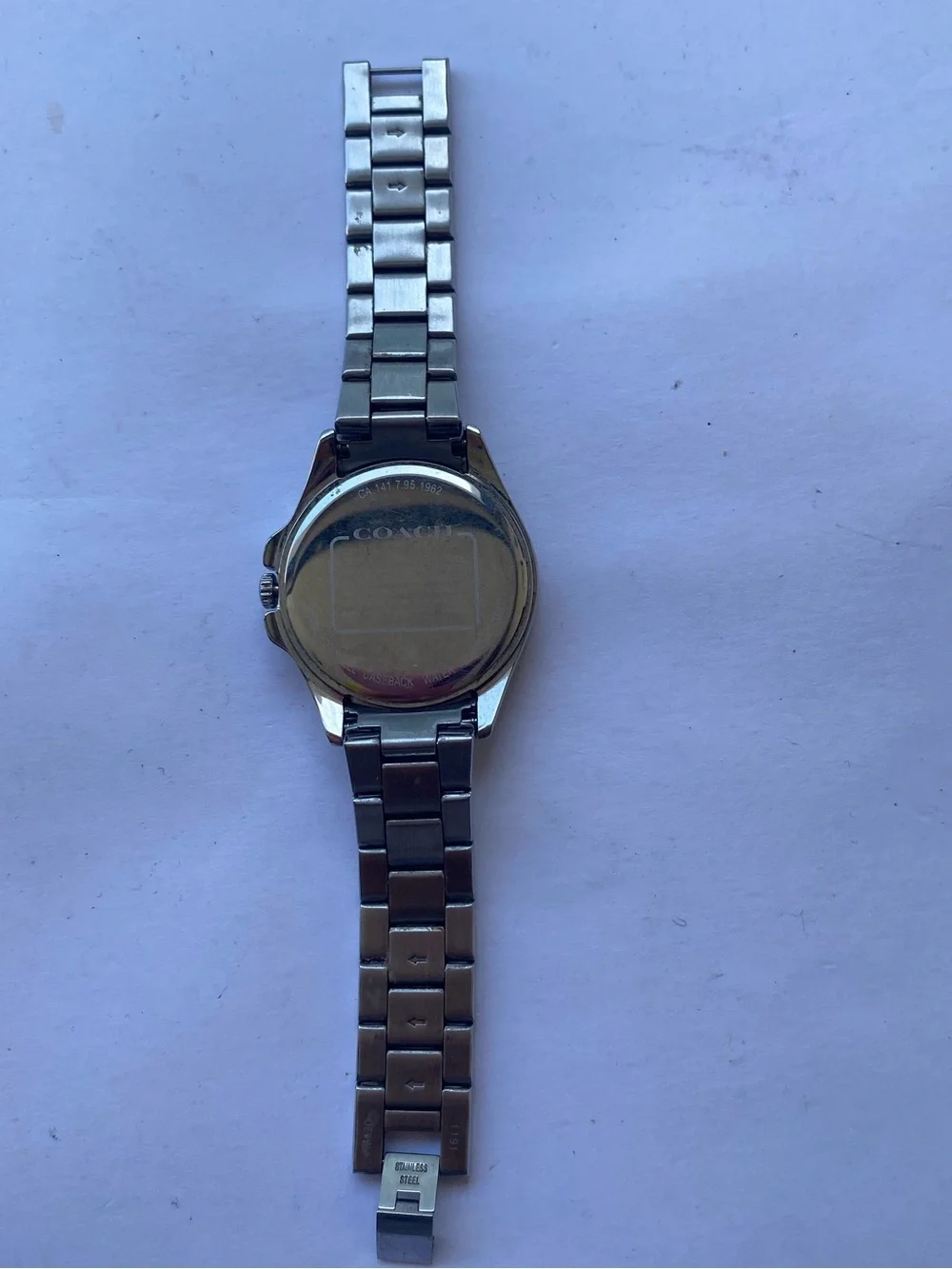 COACH Silver Stainless Steel Signature C Dial Horse Carriage Watch Y2K Preppy